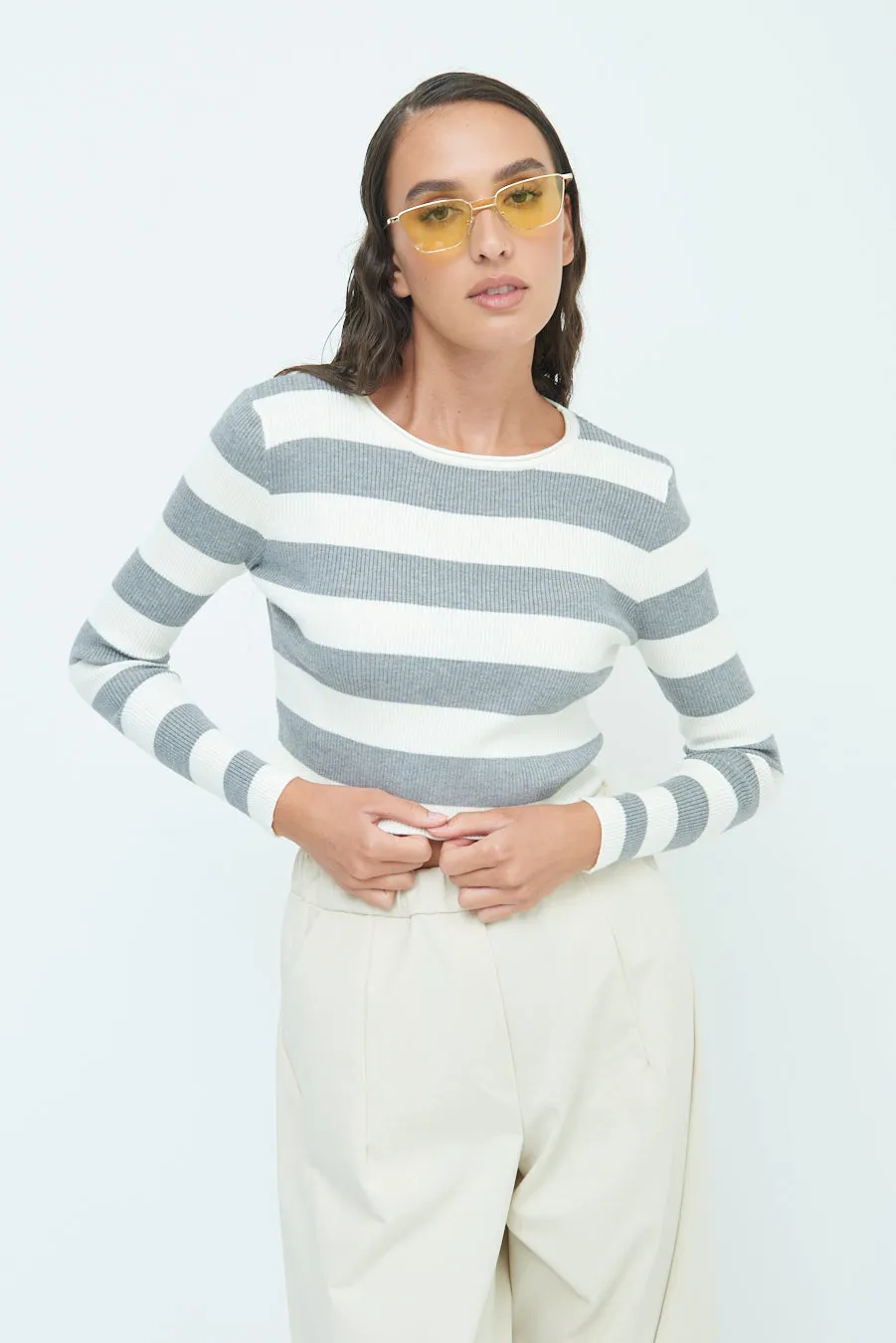 Striped ribbed crop top wholesale