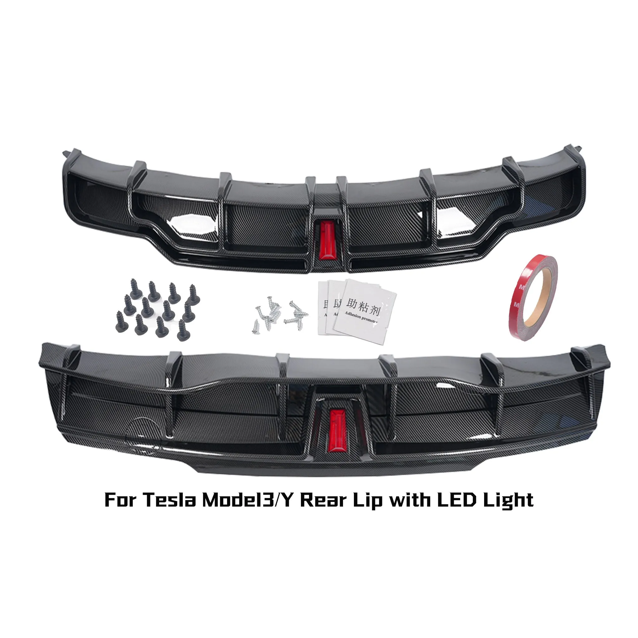 Tesla Model Y/3 Rear Diffuser Bumper Lip with LED Brake Light