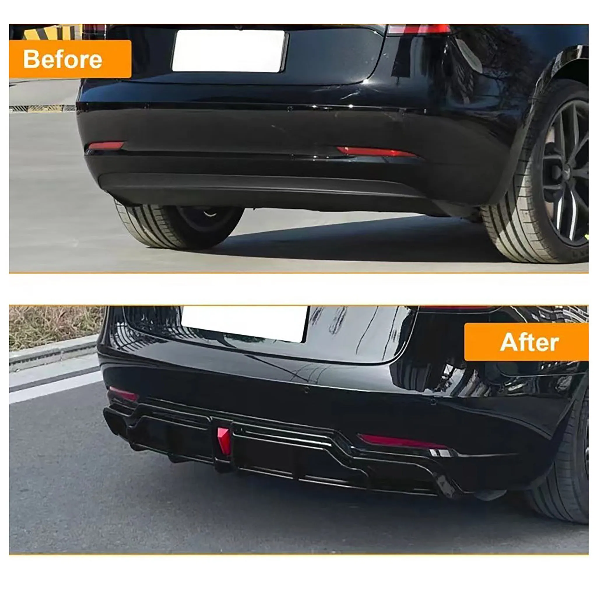 Tesla Model Y/3 Rear Diffuser Bumper Lip with LED Brake Light