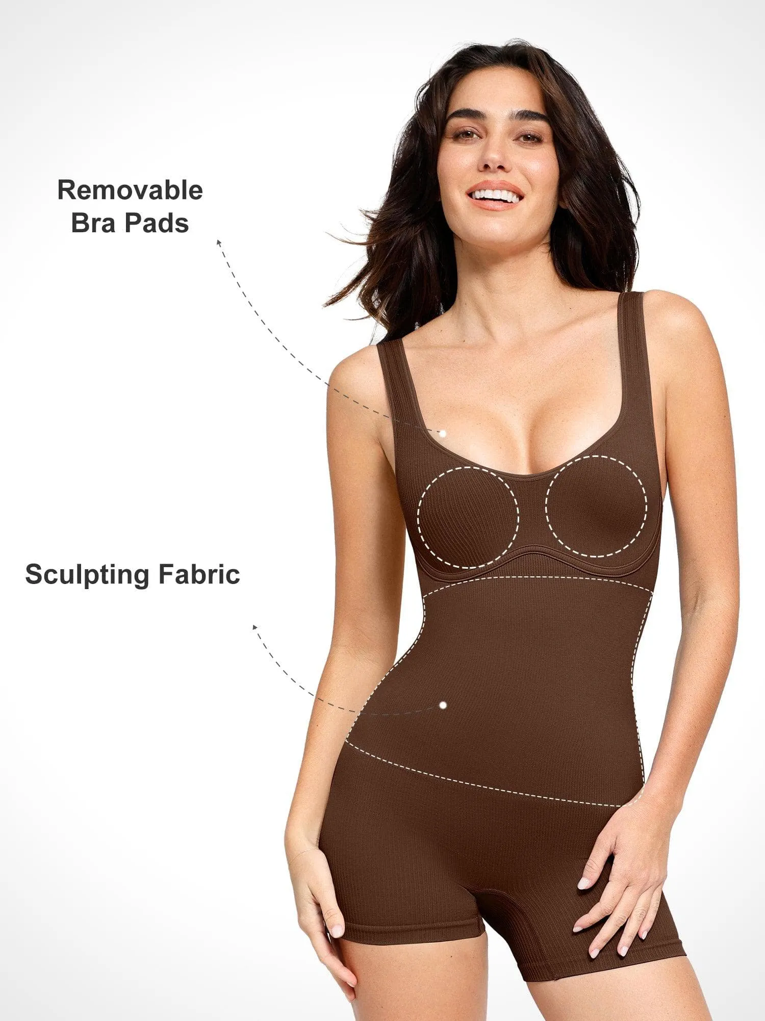 The Shapewear Romper Seamless Ribbed V-Neck