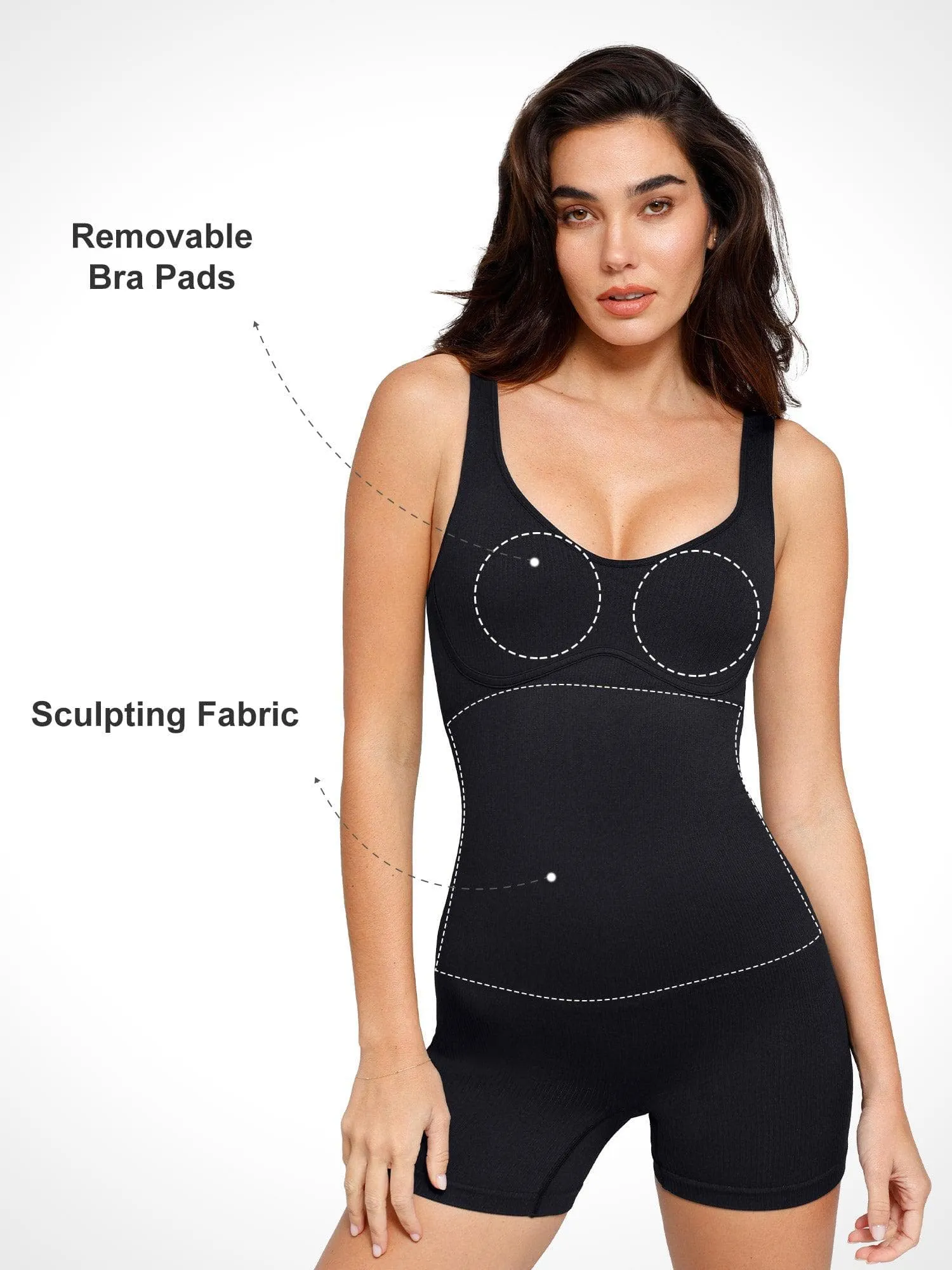 The Shapewear Romper Seamless Ribbed V-Neck