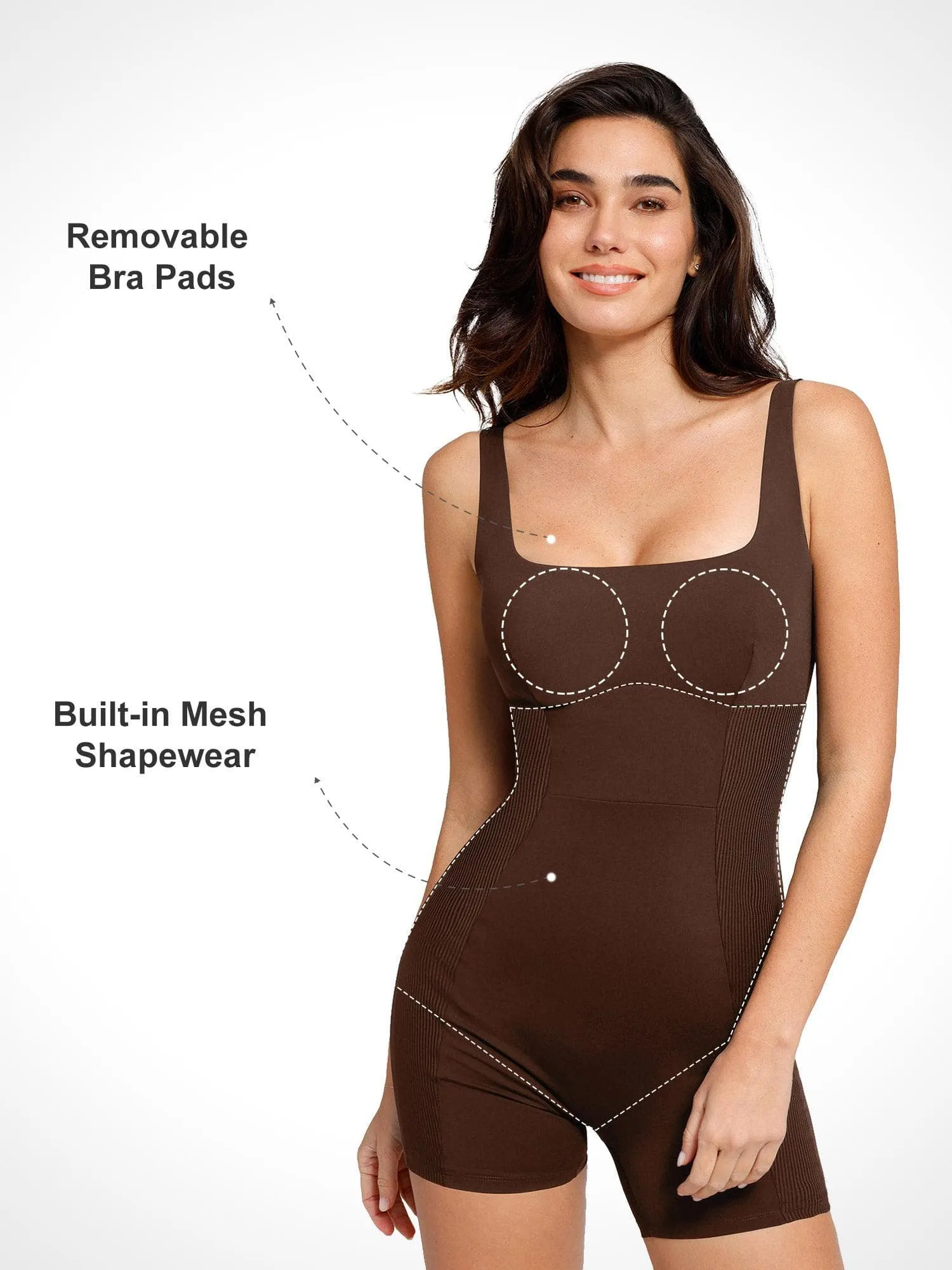 The Shapewear Romper Square Neck Patchwork For Insiders