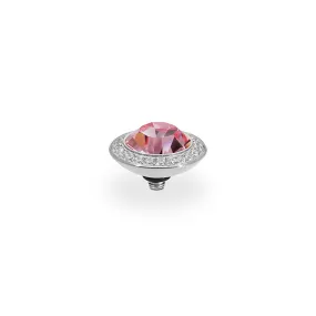 Tondo Deluxe Silver and Light Rose Crystal Ring Gem Top, 13mm