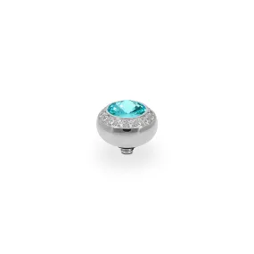 Tondo Deluxe Silver and Light Turquoise Crystal Ring Gem Top, 10mm