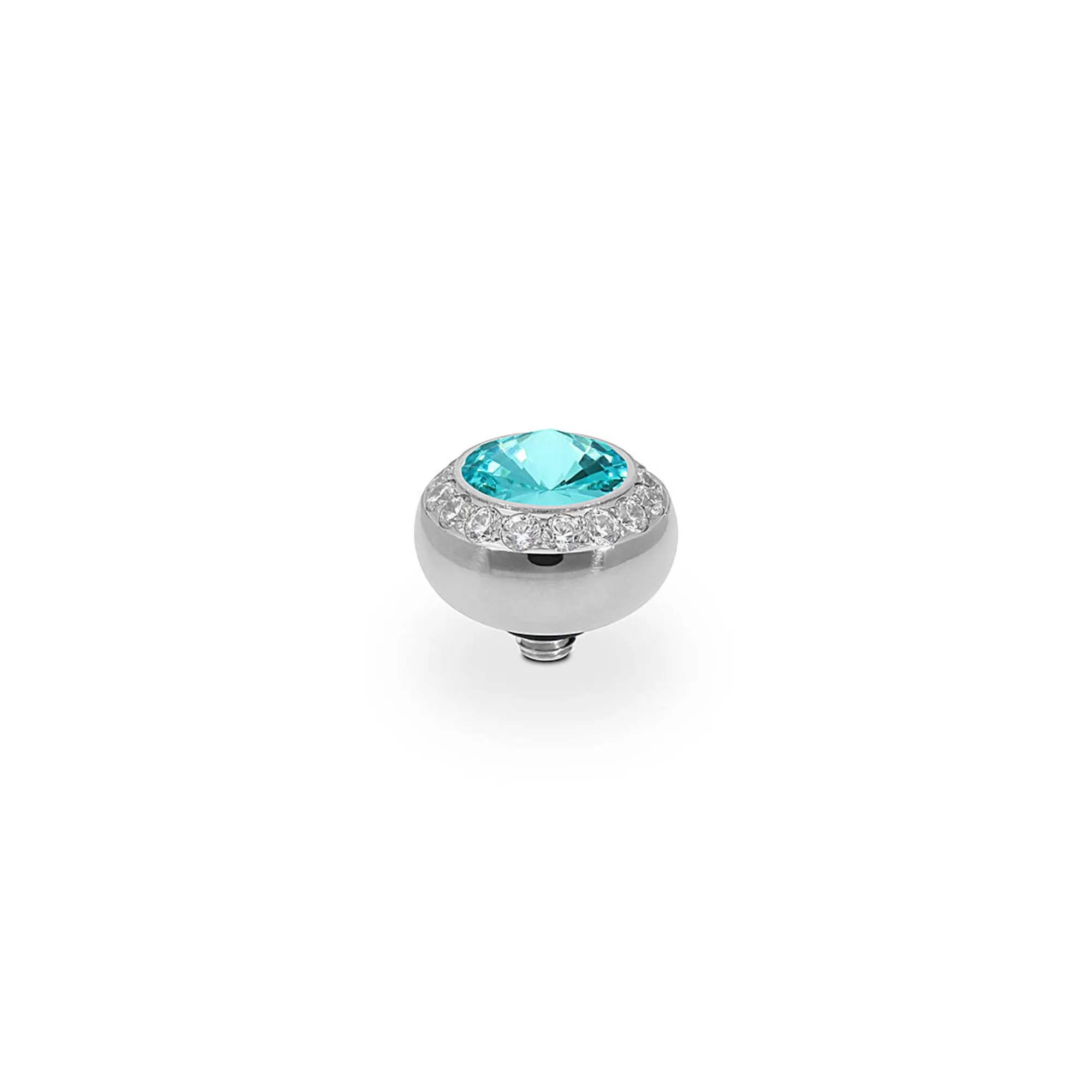 Tondo Deluxe Silver and Light Turquoise Crystal Ring Gem Top, 10mm