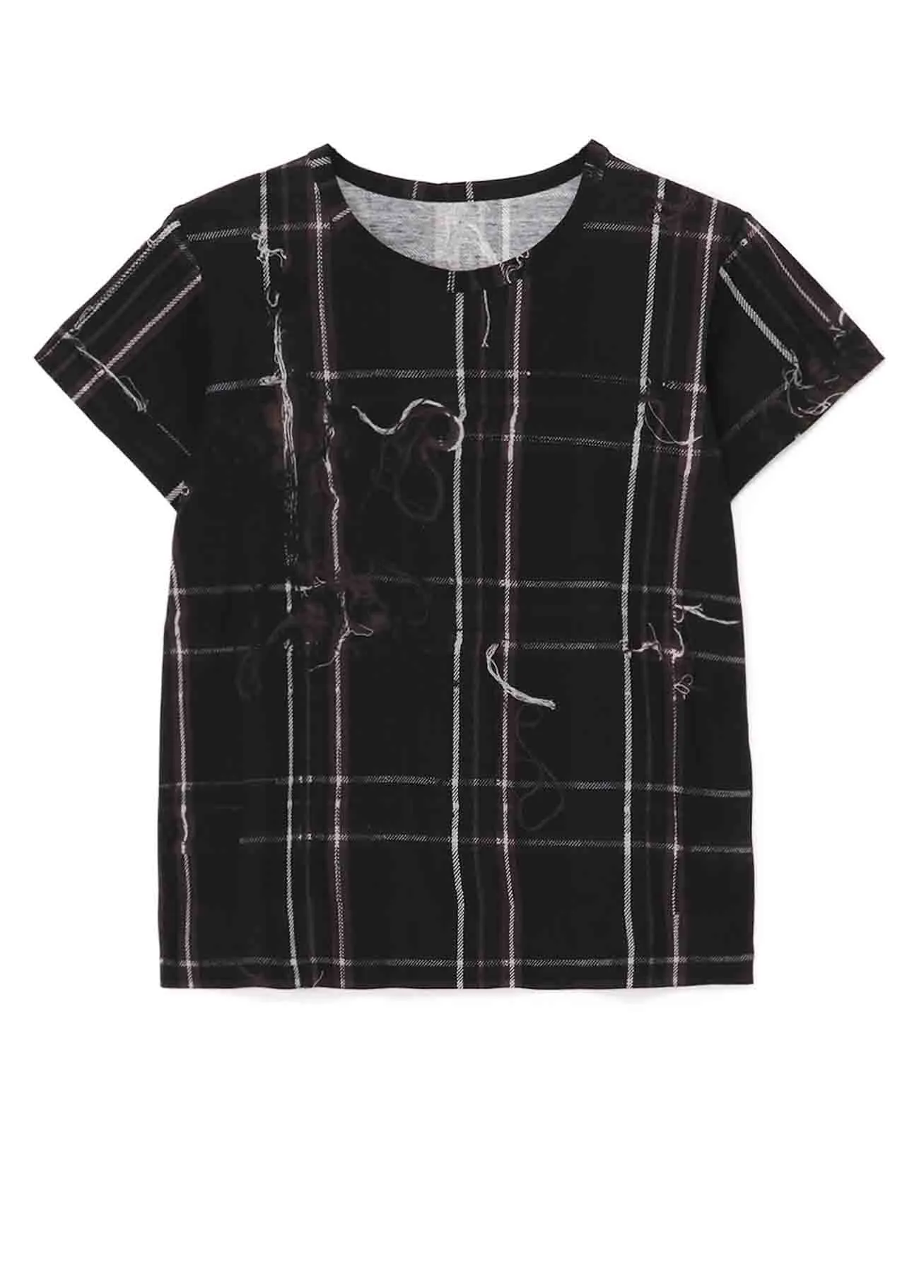 TWISTED CHECK ROUND NECK SHORT SLEEVE