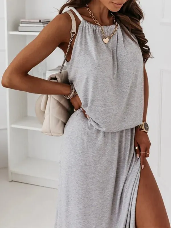 Women's Casual Fashion Halter Neck Midi Dress