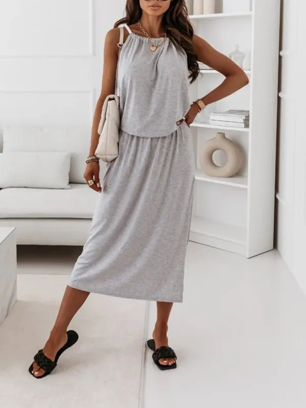 Women's Casual Fashion Halter Neck Midi Dress