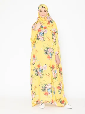 Yellow Viscose Sanguine Mix Floral Prayer Gown