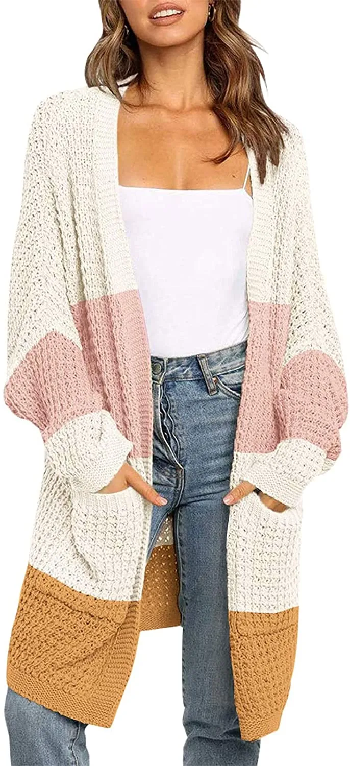 ZESICA Batwing Sleeve Chunky Knit Cardigan