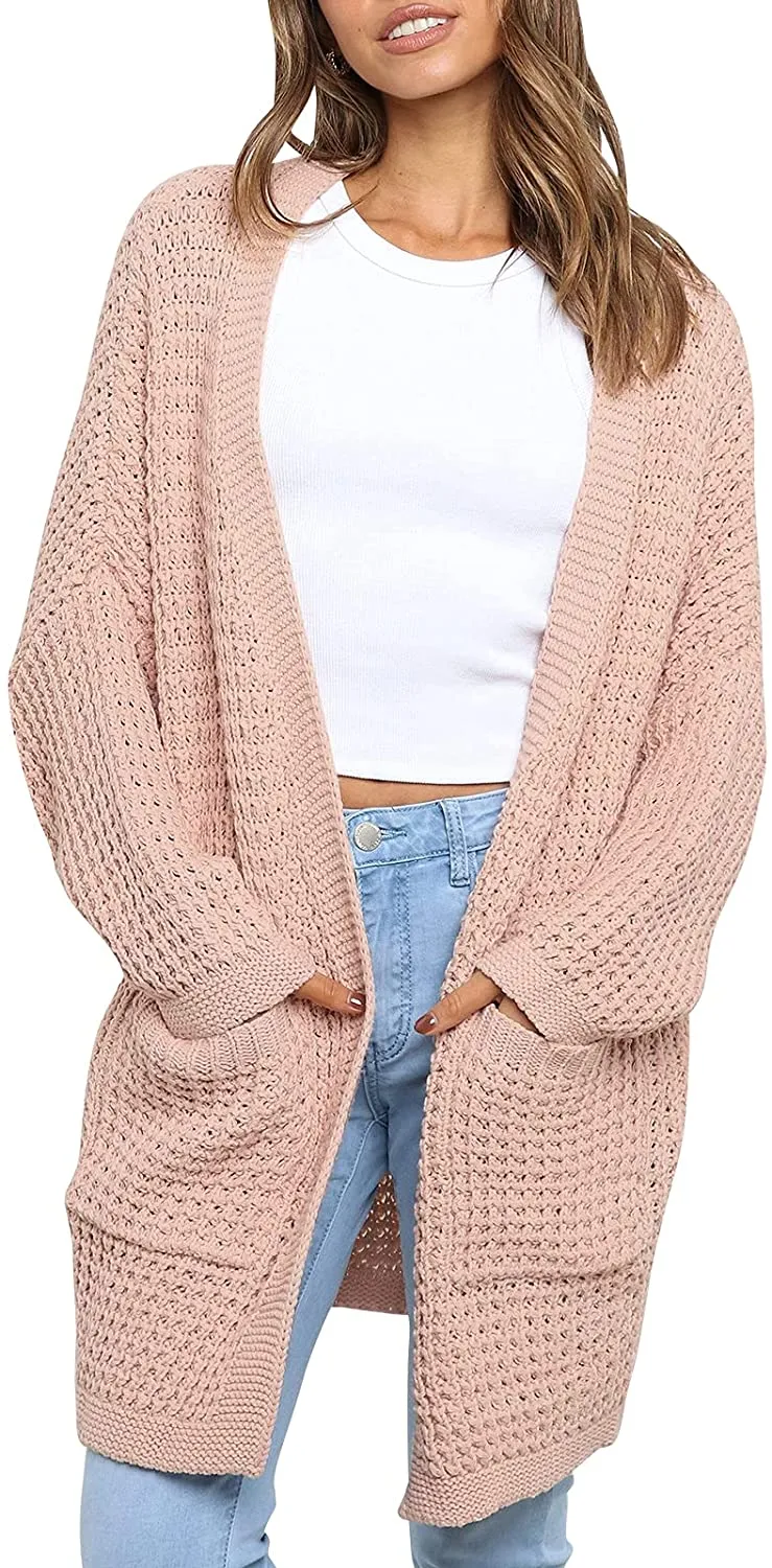 ZESICA Batwing Sleeve Chunky Knit Cardigan