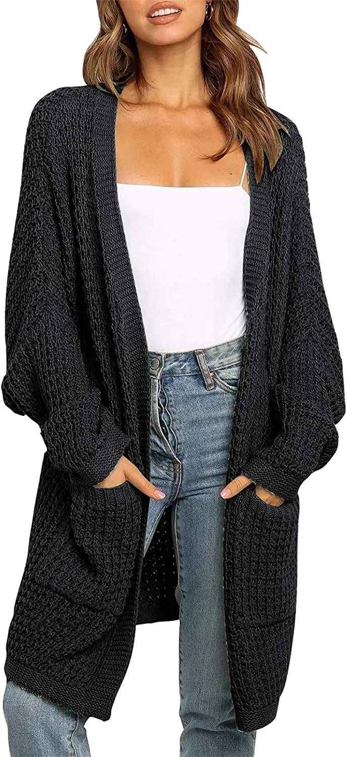 ZESICA Batwing Sleeve Chunky Knit Cardigan