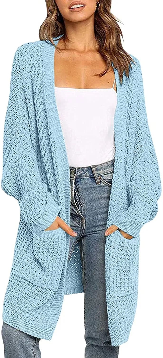 ZESICA Batwing Sleeve Chunky Knit Cardigan